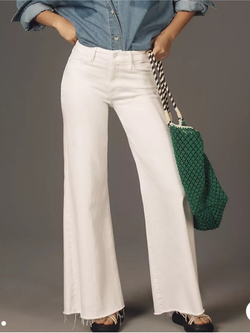 MOTHER Lil' Roller Fray White Jeans Size 25
